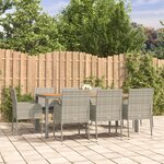 vidaXL Ensemble à manger de jardin 9 Pièces coussins gris résine tressée