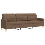 vidaXL Ensemble de canapés 3 Pièces avec repose-pied marron tissu
