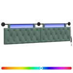 vidaXL Tête de lit suspendue Avec lumière LED Vert Mer Velours