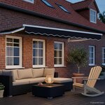 vidaXL Store rétractable manuel avec LEDs Noir et Blanc 3 x 2 5 m