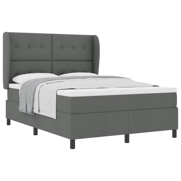 vidaXL Lit à ressorts avec matelas Gris foncé 140 x 200 cm tissu