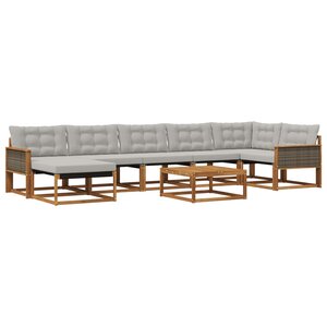vidaXL Ensemble de canapés d'extérieur 8 Pièces Naturel et gris clair