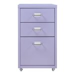Caisson de bureau armoire meuble de rangement à roulettes acier 48 x 28 x 41 cm violet clair 03_0009124