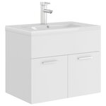 vidaXL Armoire d'évier avec lavabo intégré Blanc Aggloméré
