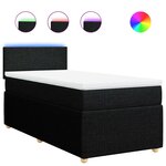 vidaXL Sommier à lattes de lit avec matelas Noir 90x200 cm Tissu