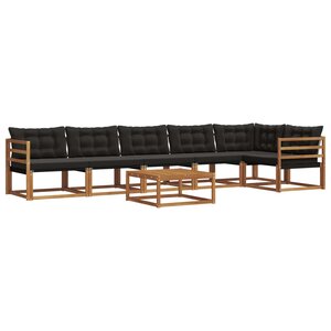 vidaXL Ensemble de canapés d'extérieur 7 Pièces Naturel et Noir