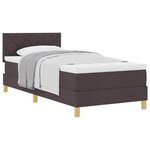 vidaXL Lit à ressorts avec coussin Marron foncé 90 x 200 cm tissu