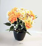 Composition fleurs artificielles pour cimetière pot roses  marguerites et orchidées h 39 cm d 35 cm - couleur: jaune