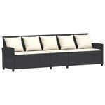 vidaXL Salon de jardin 4 Pièces avec coussins forme L noir résine tressée