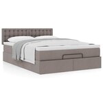 vidaXL Lit ottoman avec matelas taupe 140x200 cm tissu