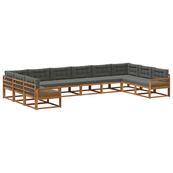 vidaXL Ensemble de canapés d'extérieur 10 Pièces Naturel et Anthracite