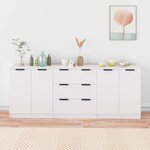 vidaXL Buffets 3 Pièces Blanc Bois d'ingénierie
