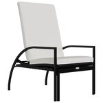 vidaXL Chaise longue avec repose-pied Résine tressée Noir