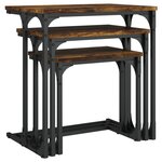vidaXL Tables basses gigognes 3 Pièces chêne fumé bois d'ingénierie
