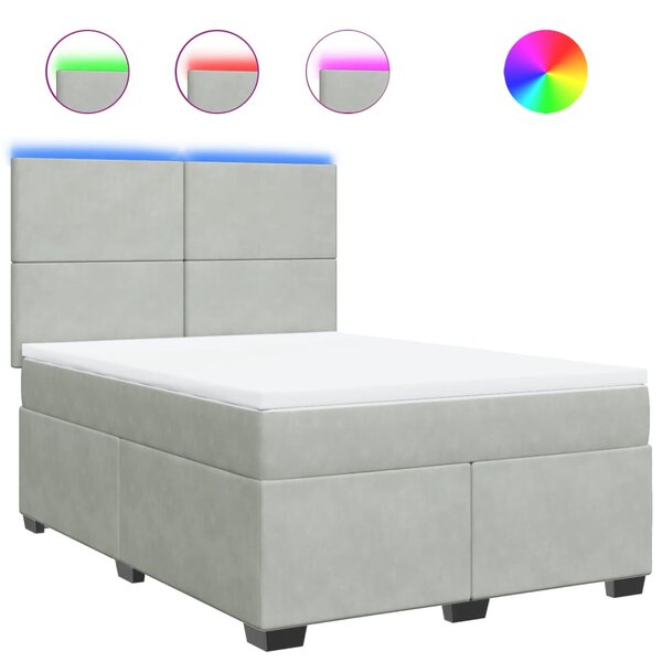 vidaXL Sommier à lattes de lit et matelas Gris clair 140x200cm Velours