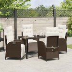 vidaXL Ensemble de salle à manger pour jardin 5 Pièces Marron Poly rotin