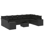 vidaXL Salon de jardin 11 Pièces avec coussins noir résine tressée
