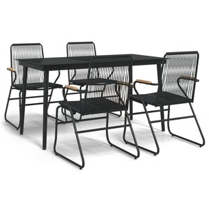 vidaXL Ensemble à manger de jardin 5 Pièces Noir Rotin PVC