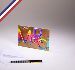 Carte simple pop c'art créée et imprimée en france sur papier certifié pefc - un grand merci