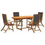 vidaXL Ensemble à manger de jardin 5Pièces bois d'acacia solide textilène