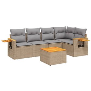 vidaXL Salon de jardin avec coussins 6 Pièces beige résine tressée