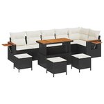 vidaXL Ensemble de canapé de jardin 10 Pièces Noir Poly rotin