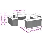 vidaXL Salon de jardin avec coussins 12 Pièces marron résine tressée