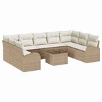 vidaXL Ensemble de canapé de jardin 10 Pièces Beige  blanc Poly rotin