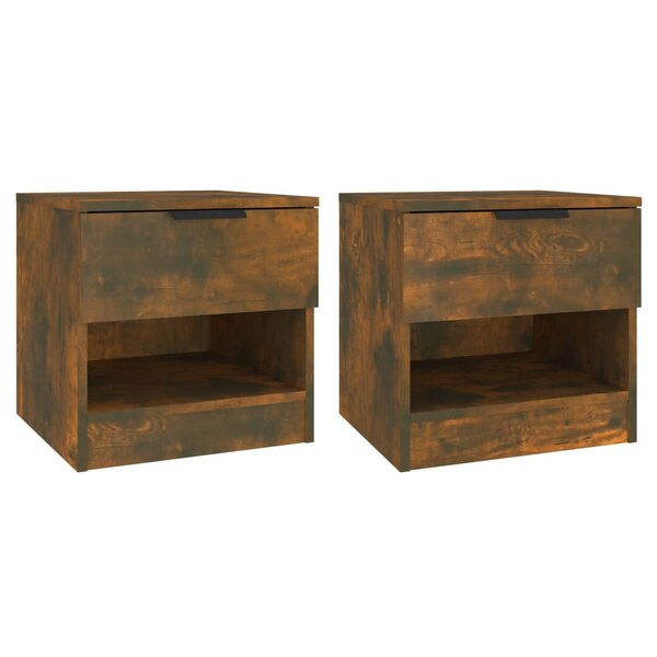 vidaXL Tables de chevet 2 Pièces Chêne fumé Bois d'ingénierie