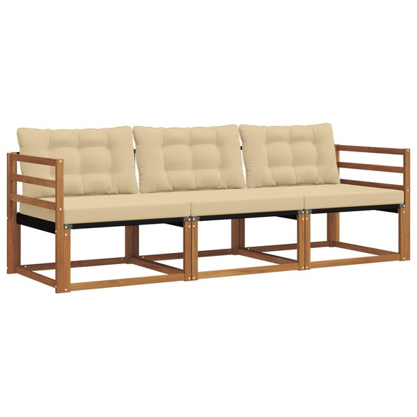 vidaXL Ensemble de canapés d'extérieur 3 Pièces Naturel et Beige