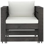 vidaXL Salon de jardin 2 Pièces avec coussins Bois imprégné de gris