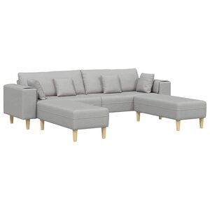 vidaXL Sofa en tissu avec coussin Gris nuage 208 cm tissu