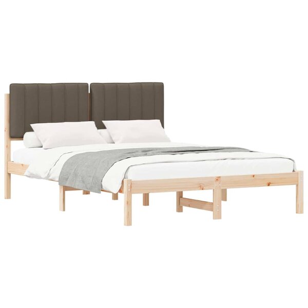 vidaXL Cadre de lit avec tête de lit rembourrée Taupe 140 x 200 cm