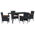 vidaXL Ensemble de salle à manger pour jardin 5 Pièces Noir polyrotin