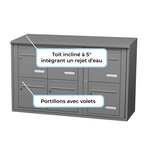 Bloc collectif Leabox 3x2  grade 3  simple face  extérieur  fixation murale  gris poussière ral 7037 finition brillante
