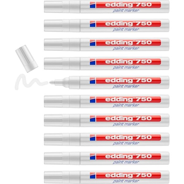 Marqueur Peinture 750 Blanc Pointe Ronde 2-4 mm x 10 EDDING