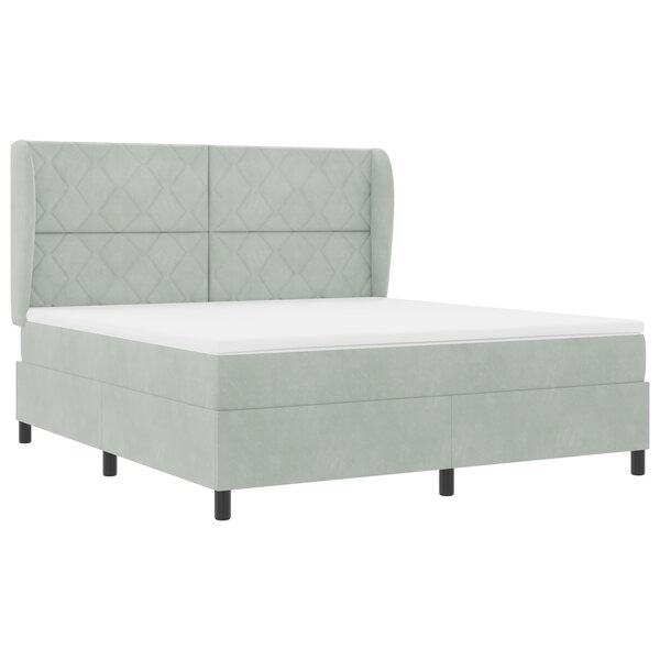 vidaXL Lit à ressorts avec matelas gris clair 180 x 200 cm en velours