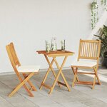 vidaXL Ensemble bistro de jardin 3 Pièces Marron Bois d'acacia massif