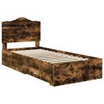 vidaXL Cadre de lit Chêne fumé 75 x 190 cm Bois d'ingénierie