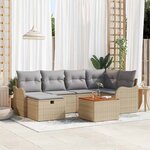 vidaXL Ensemble de canapé de jardin 7 Pièces Beige Poly rotin