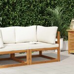 vidaXL Canapé d'angle sectionnel et coussin blanc crème Bois d'acacia