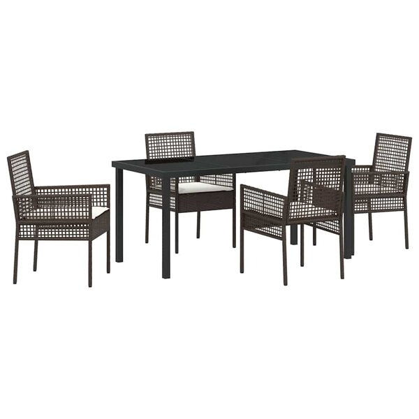 vidaXL Ensemble de salle à manger pour jardin 5 Pièces Marron Poly rotin