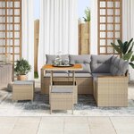 vidaXL Ensemble de canapé de jardin 8 Pièces Beige Poly rotin
