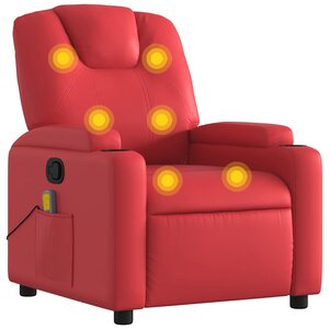 vidaXL Fauteuil de massage inclinable rouge similicuir