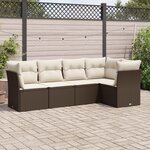 vidaXL Salon de jardin avec coussins 5 Pièces marron résine tressée