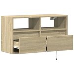 vidaXL Meuble TV mural avec lumières LED chêne sonoma 80x31x45 cm