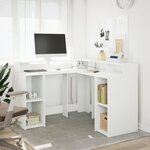 vidaXL Bureau avec lumières LED blanc 130x130x91 cm bois d'ingénierie