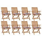 vidaXL Chaises pliables de jardin avec coussins lot de 8 Teck solide