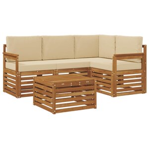 vidaXL Ensemble de canapés d'extérieur 5 Pièces Naturel et Beige