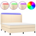 vidaXL Sommier à lattes de lit matelas et LED Crème 160x200 cm Tissu
